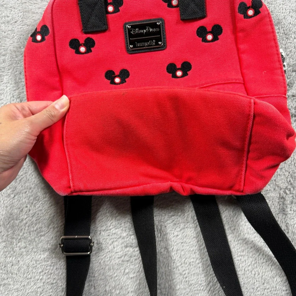 Disney Parks 2020 Red Canvas Loungefly Mickey Mouse Ear Hat Backpack